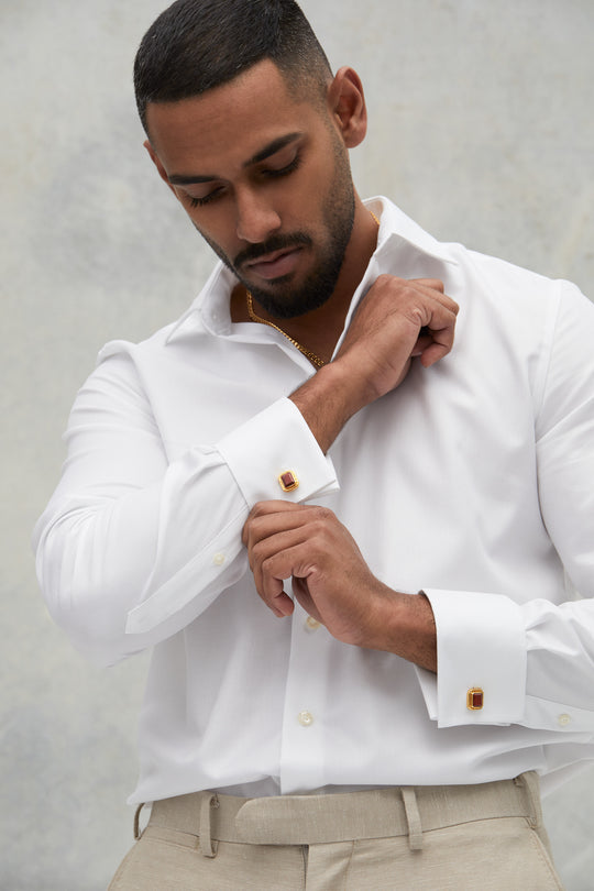 Scandal Cufflink Burgundy Red Jade