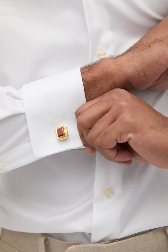 Scandal Cufflink Burgundy Red Jade