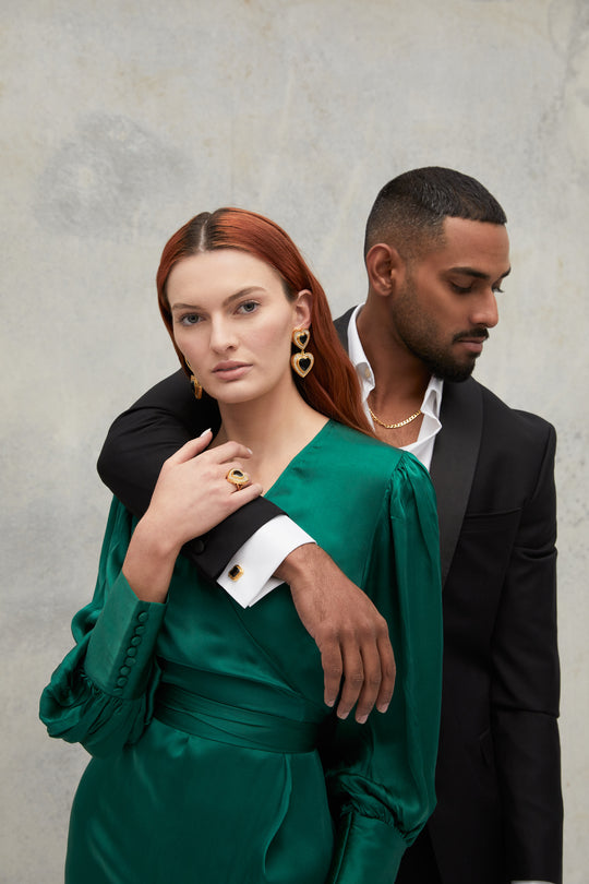 Diva Earrings Black Onyx & Crystal