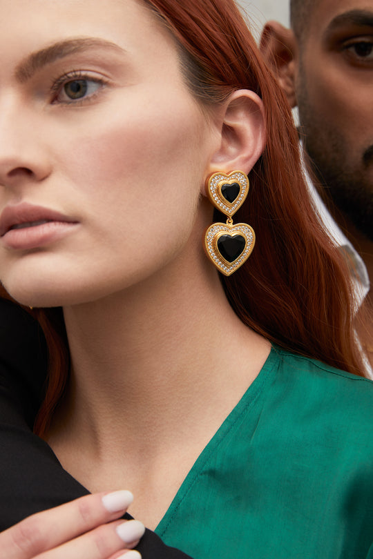 Diva Earrings Black Onyx & Crystal