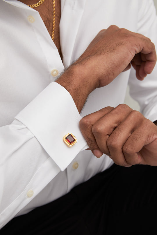 Scandal Cufflink Ruby Red Quartz