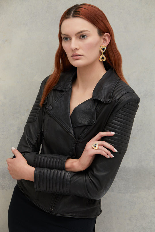 Forever Earrings Black Onyx & Crystal