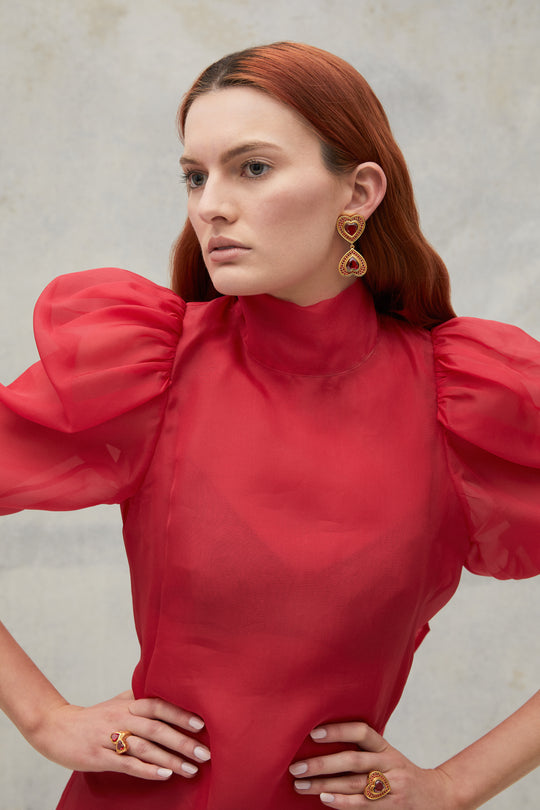 Forever Earrings Ruby Red Quartz & Crystal