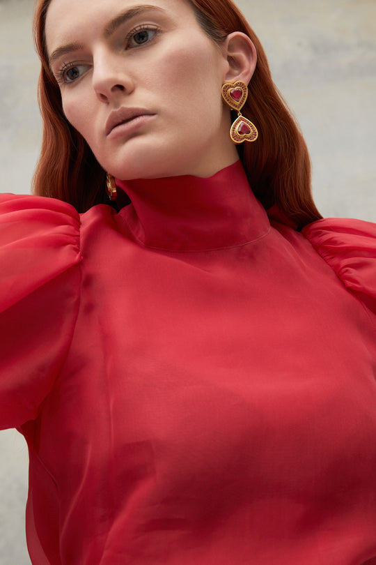 Forever Earrings Ruby Red Quartz & Crystal