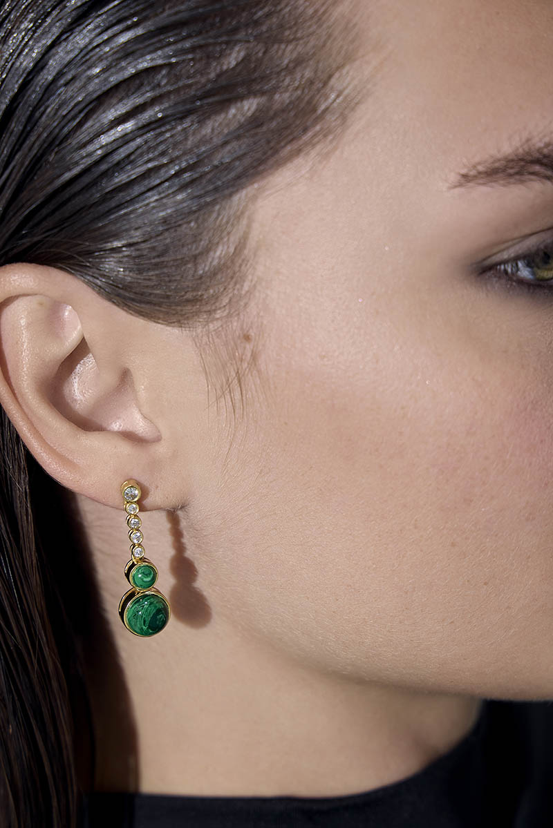 Night Earrings Malachite