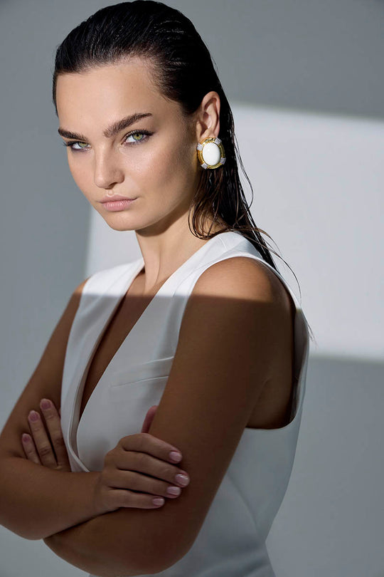 Cheryl Earrings White Stone