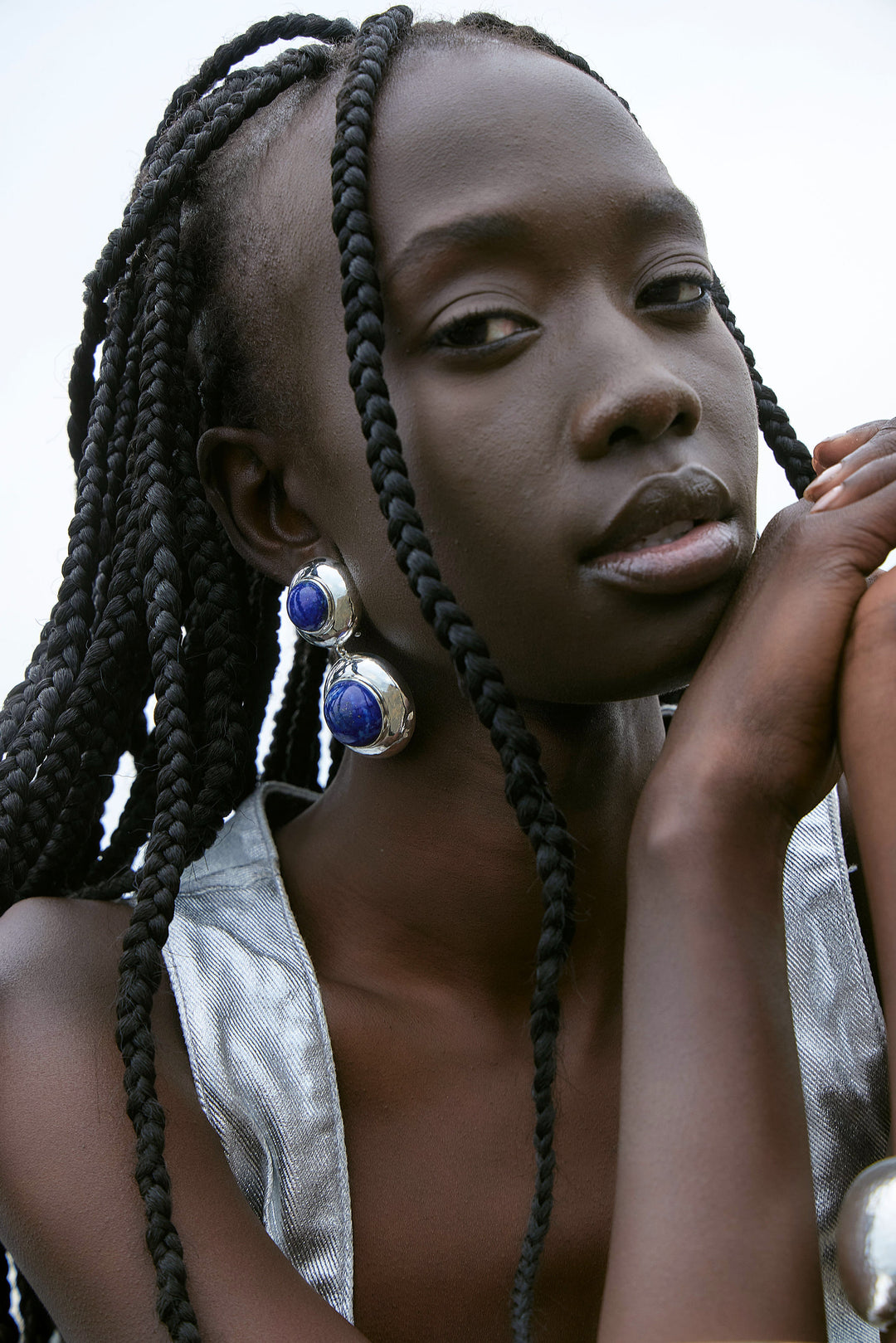Eclipse Earring Silver and Lapis