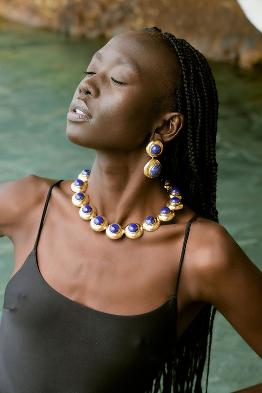 Eclipse Earring Gold and Lapis