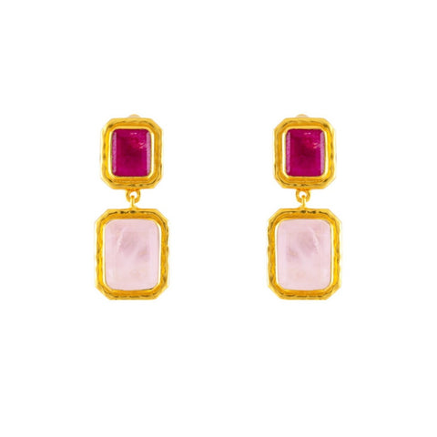 Fierce Earrings Rose Quartz & Pink Jade