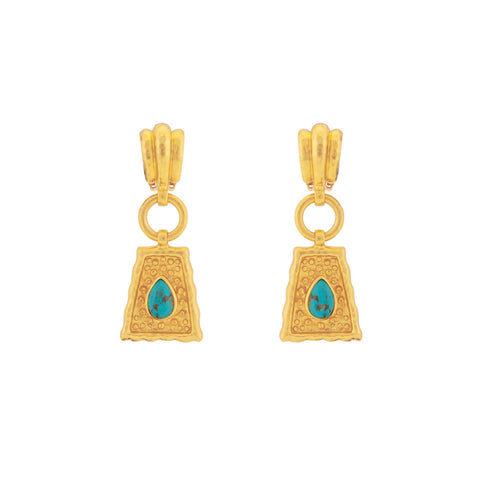 Mayan Earrings Golden Turquoise