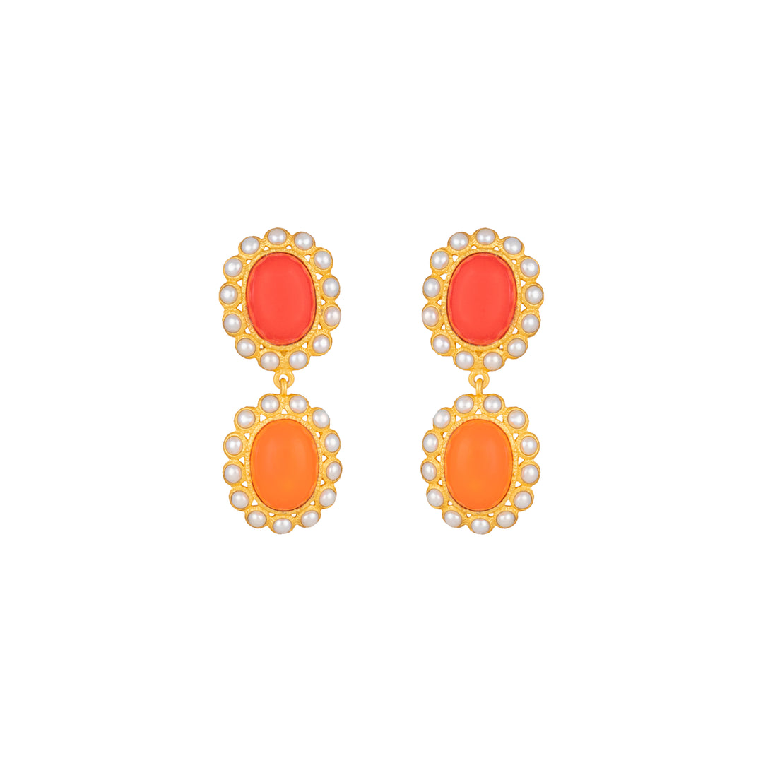 Ada Earrings Red & Orange Coral