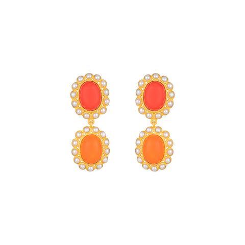 Ada Earrings Red & Orange Coral