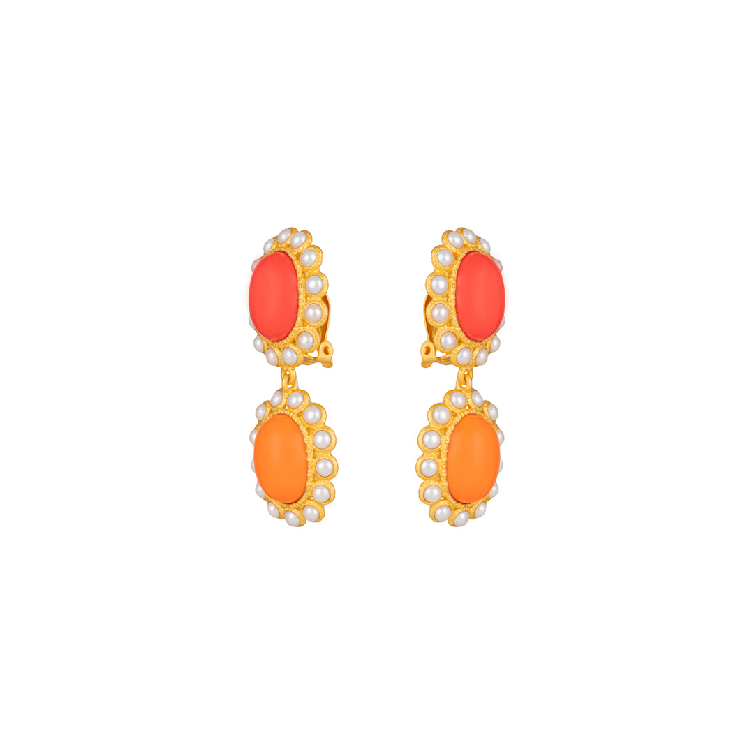 Ada Earrings Red & Orange Coral