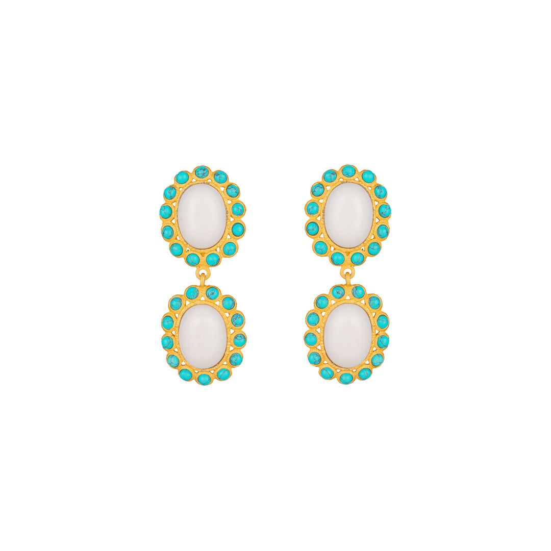 Ada Earrings White Stone & Turquoise