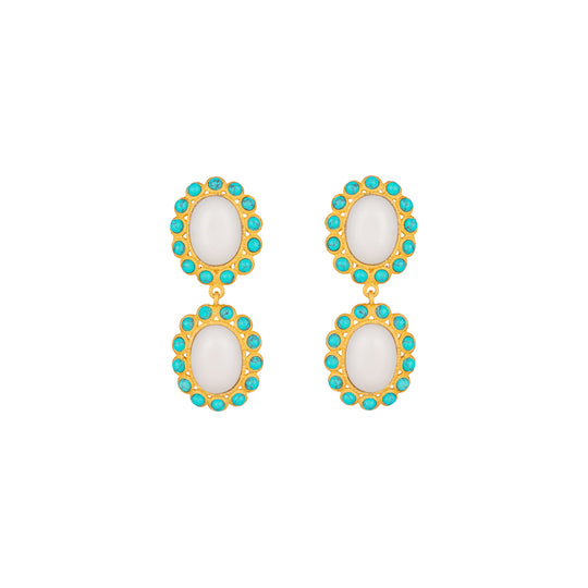 Ada Earrings White Stone & Turquoise