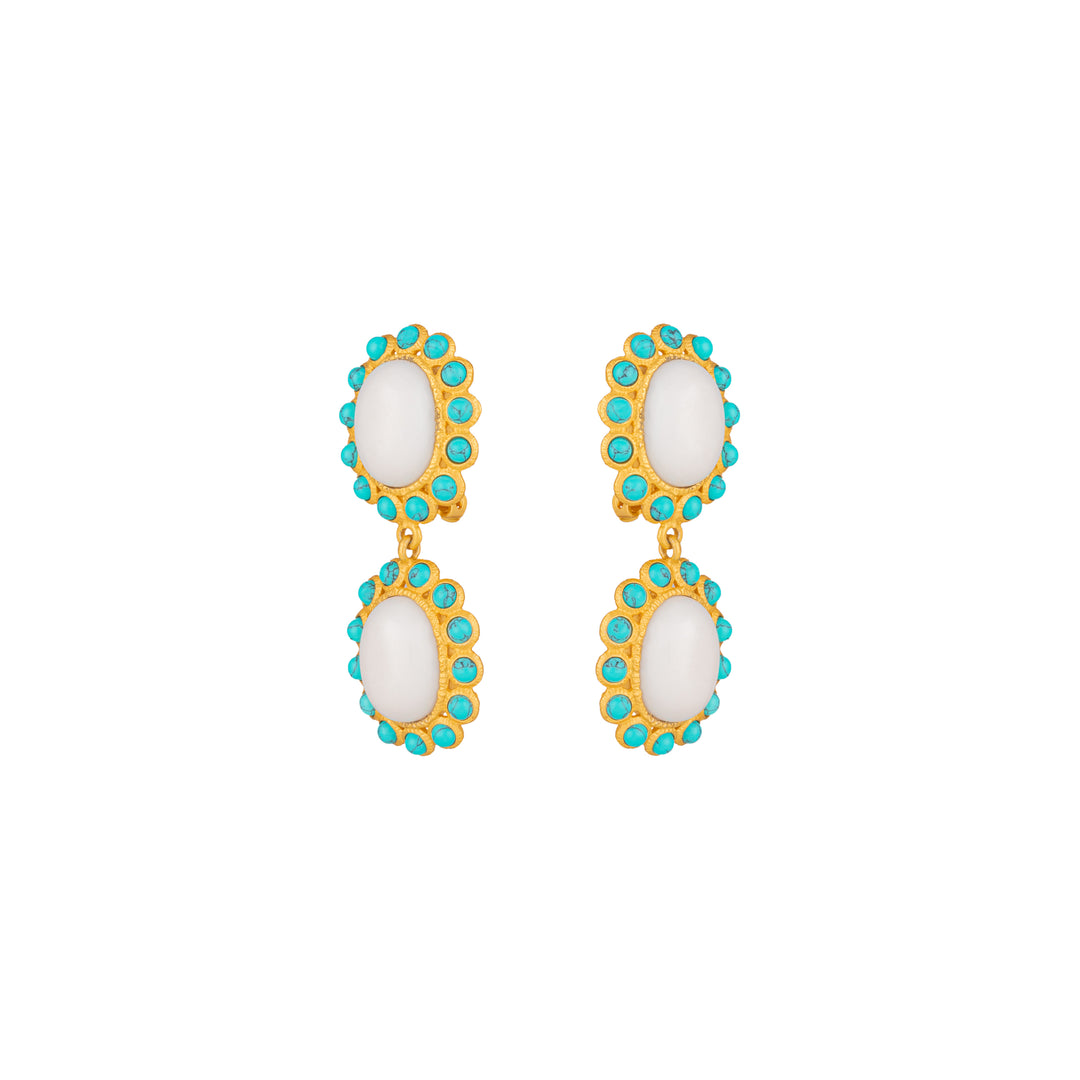 Ada Earrings White Stone & Turquoise