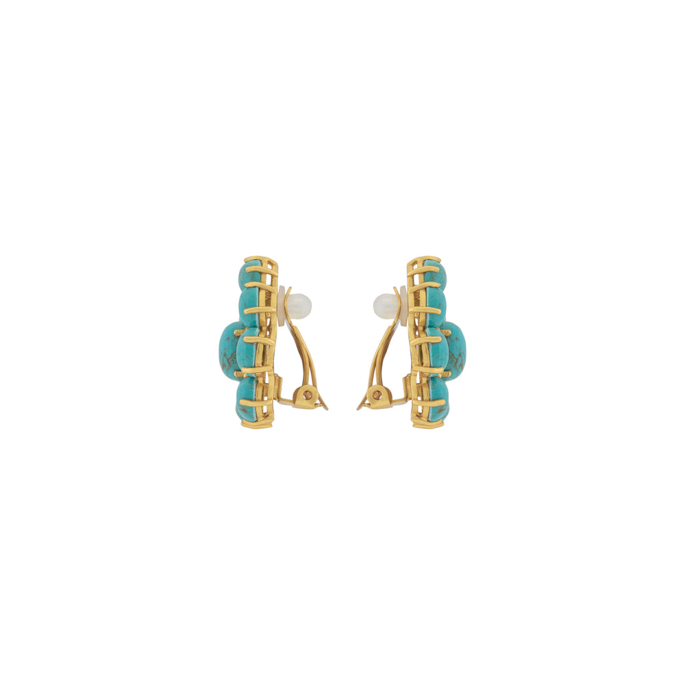 Carmella Earrings Golden Turquoise & Orange Crystal