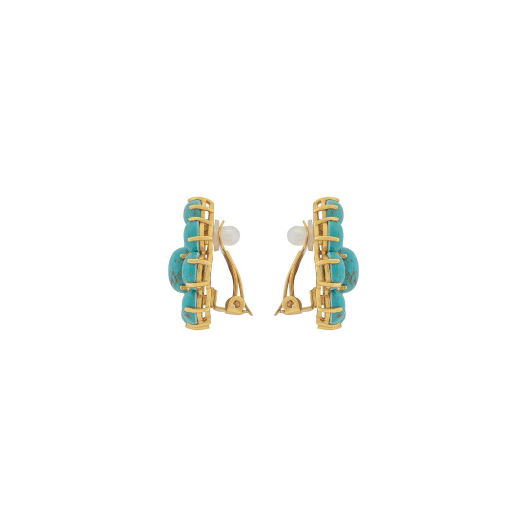 Carmella Earrings Golden Turquoise & Orange Crystal