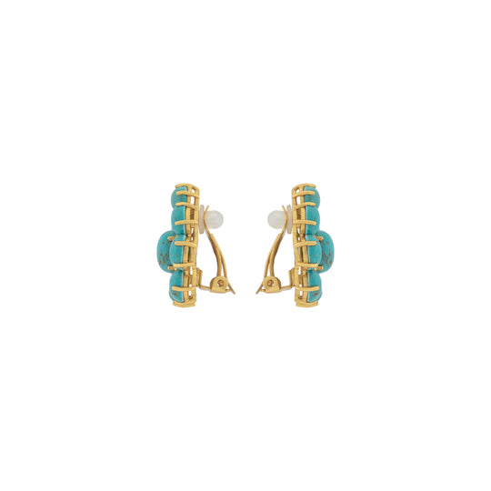 Carmella Earrings Golden Turquoise & Orange Crystal