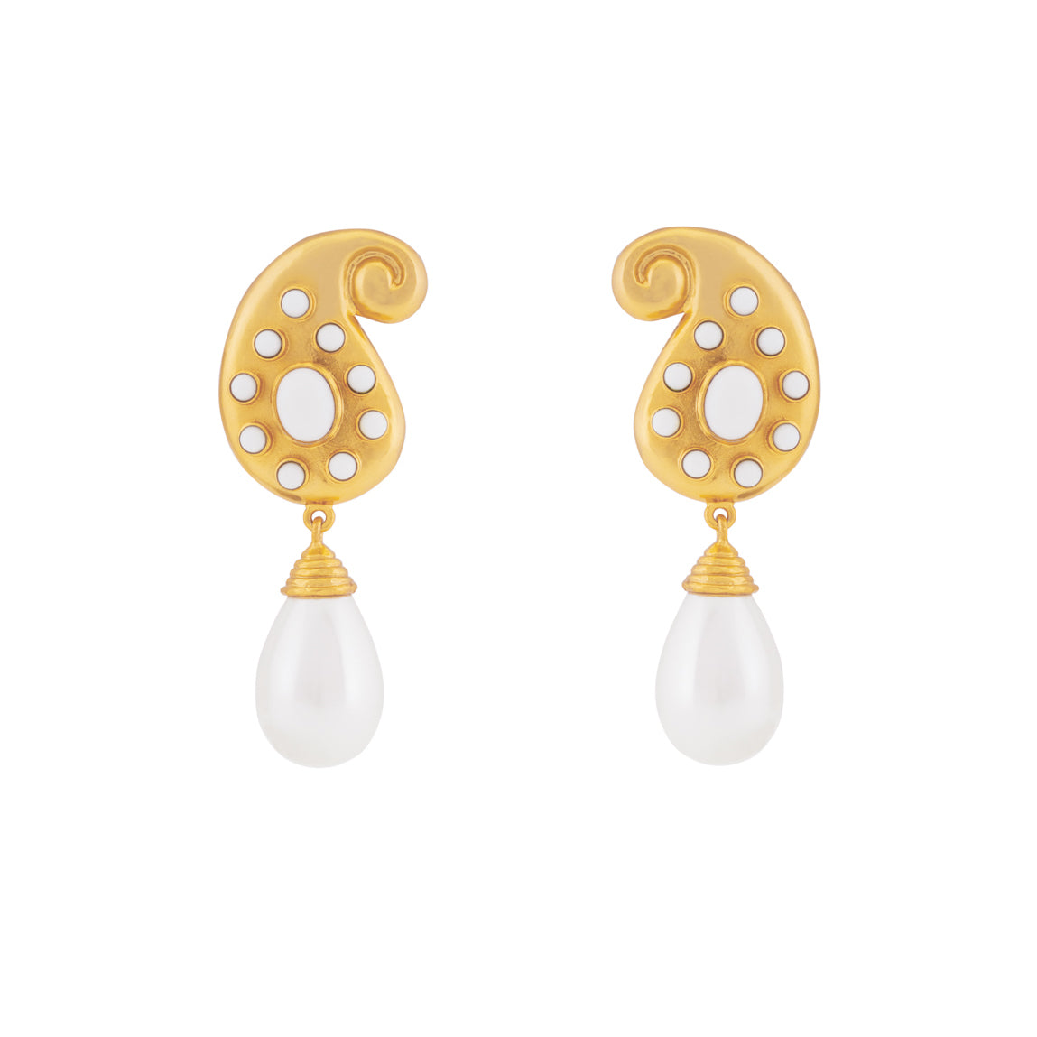Anya Earrings White Stone & Pearl