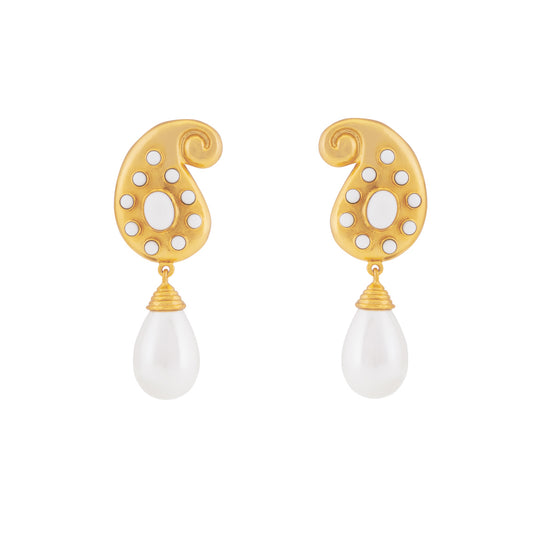 Anya Earrings White Stone & Pearl