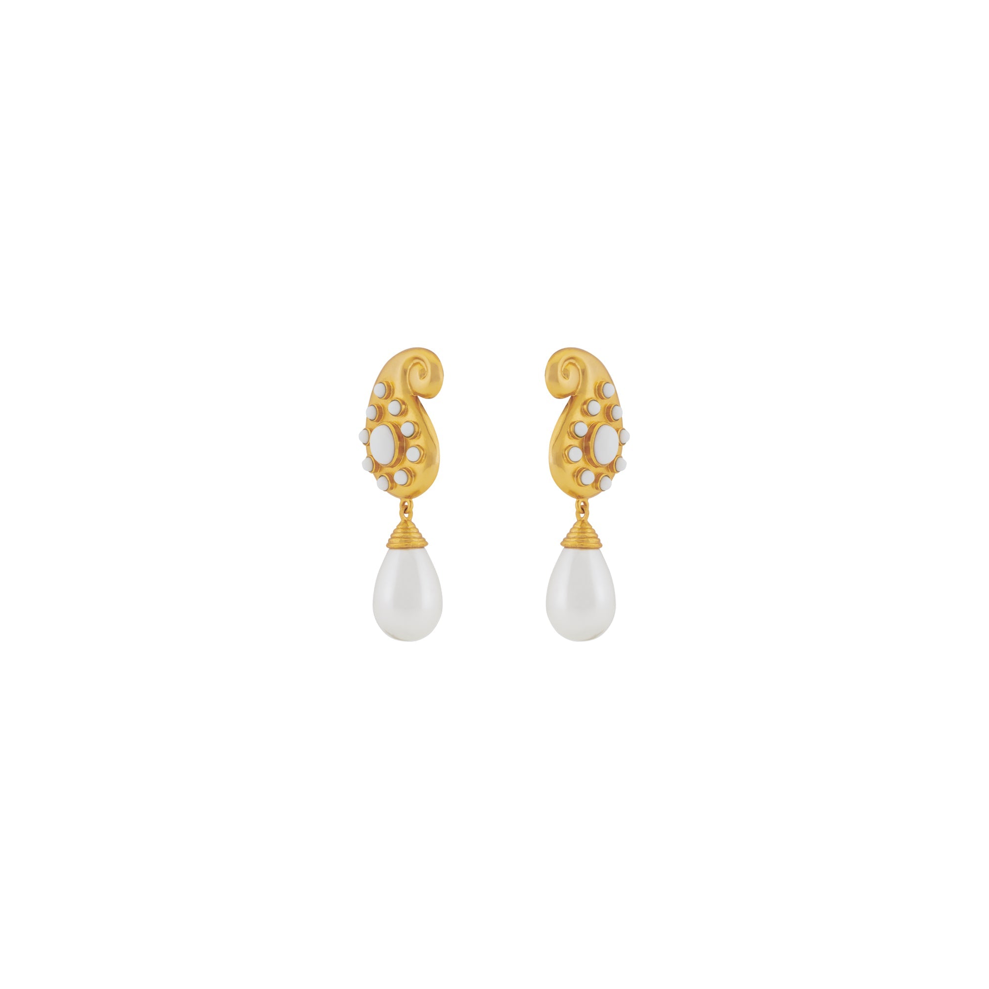 Anya Earrings White Stone & Pearl
