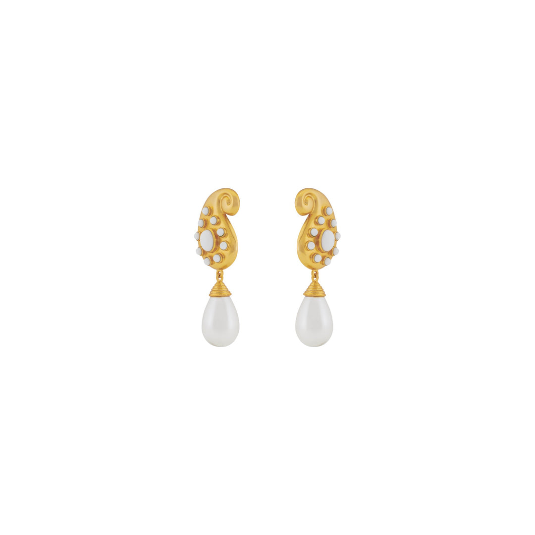 Anya Earrings White Stone & Pearl