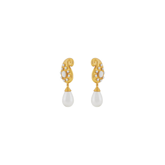 Anya Earrings White Stone & Pearl