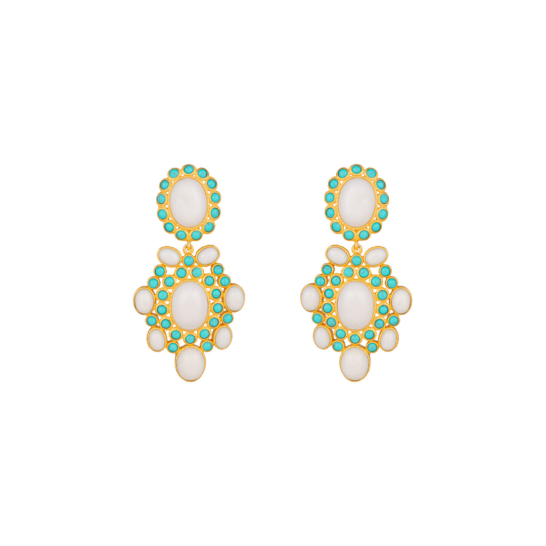 Isola Earrings Orange & Red Coral & Pearls