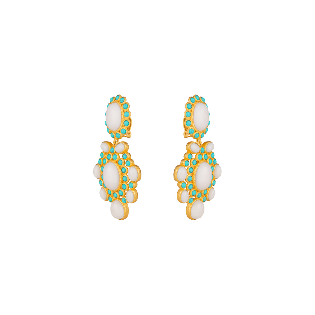 Isola Earrings White & Turquoise