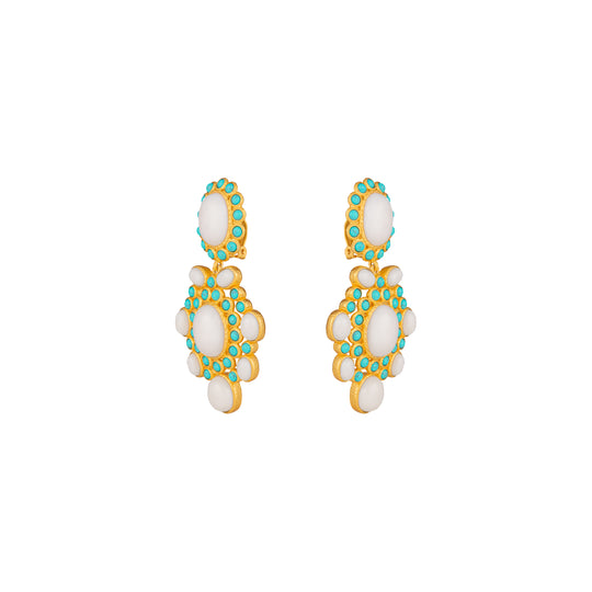 Isola Earrings White & Turquoise