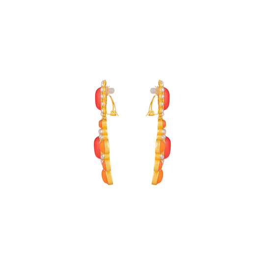 Isola Earrings Orange & Red Coral & Pearls