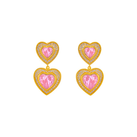 Diva Earrings Rose Quartz & Clear Crystal
