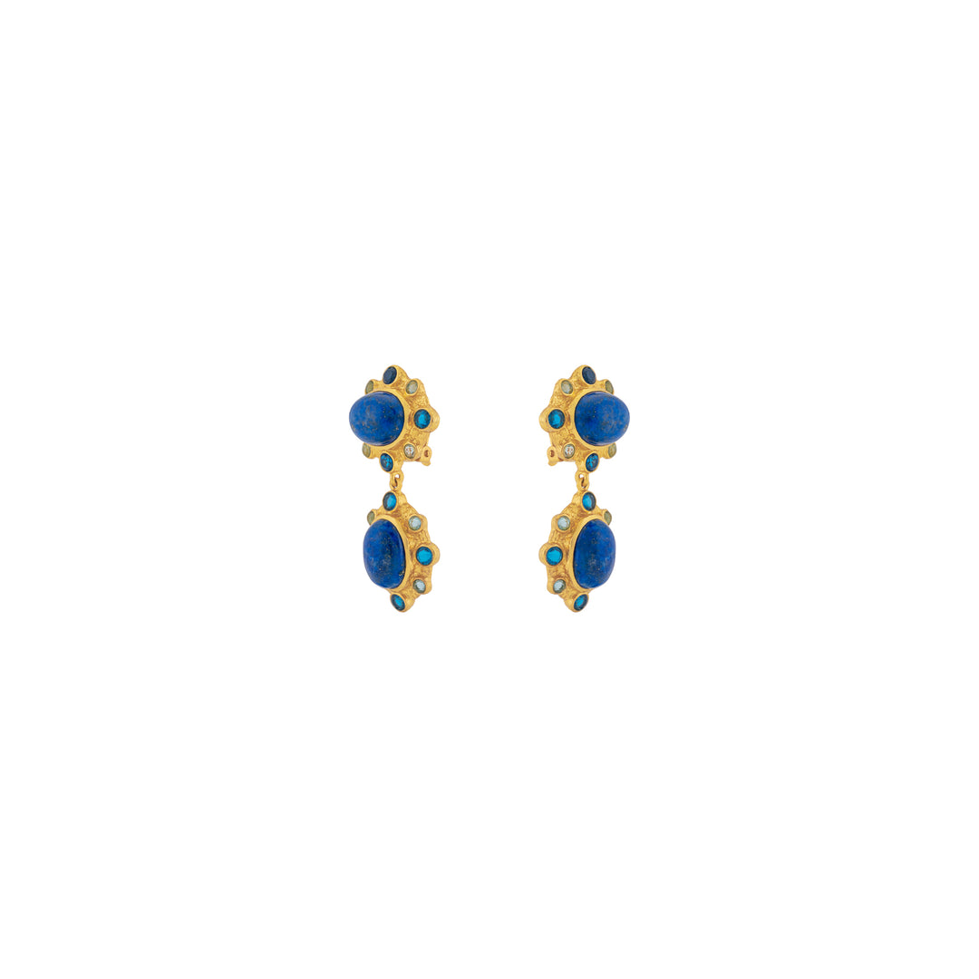 Vera Earrings Lapis & Blue Quartz