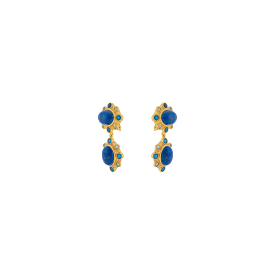 Vera Earrings Lapis & Blue Quartz