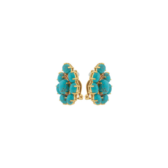 Carmella Earrings Golden Turquoise & Orange Crystal