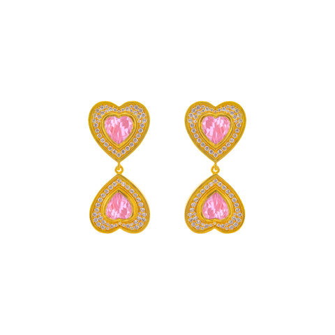 Forever Earrings Rose Quartz & Clear Crystal