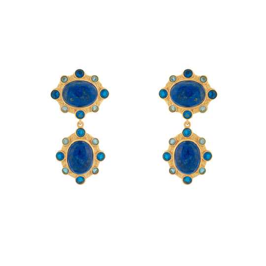 Vera Earrings Lapis & Blue Quartz