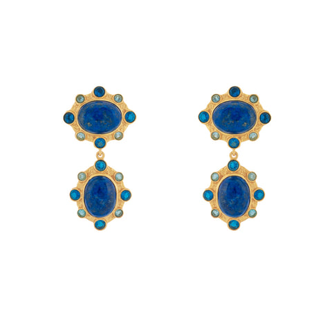Vera Earrings Lapis & Blue Quartz