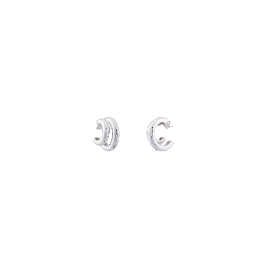 Double Hoop Earrings Silver