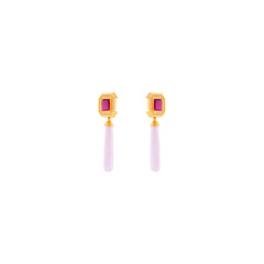 Christina Earrings Rose Quartz, Clear Crystal Quartz & Pink Jade