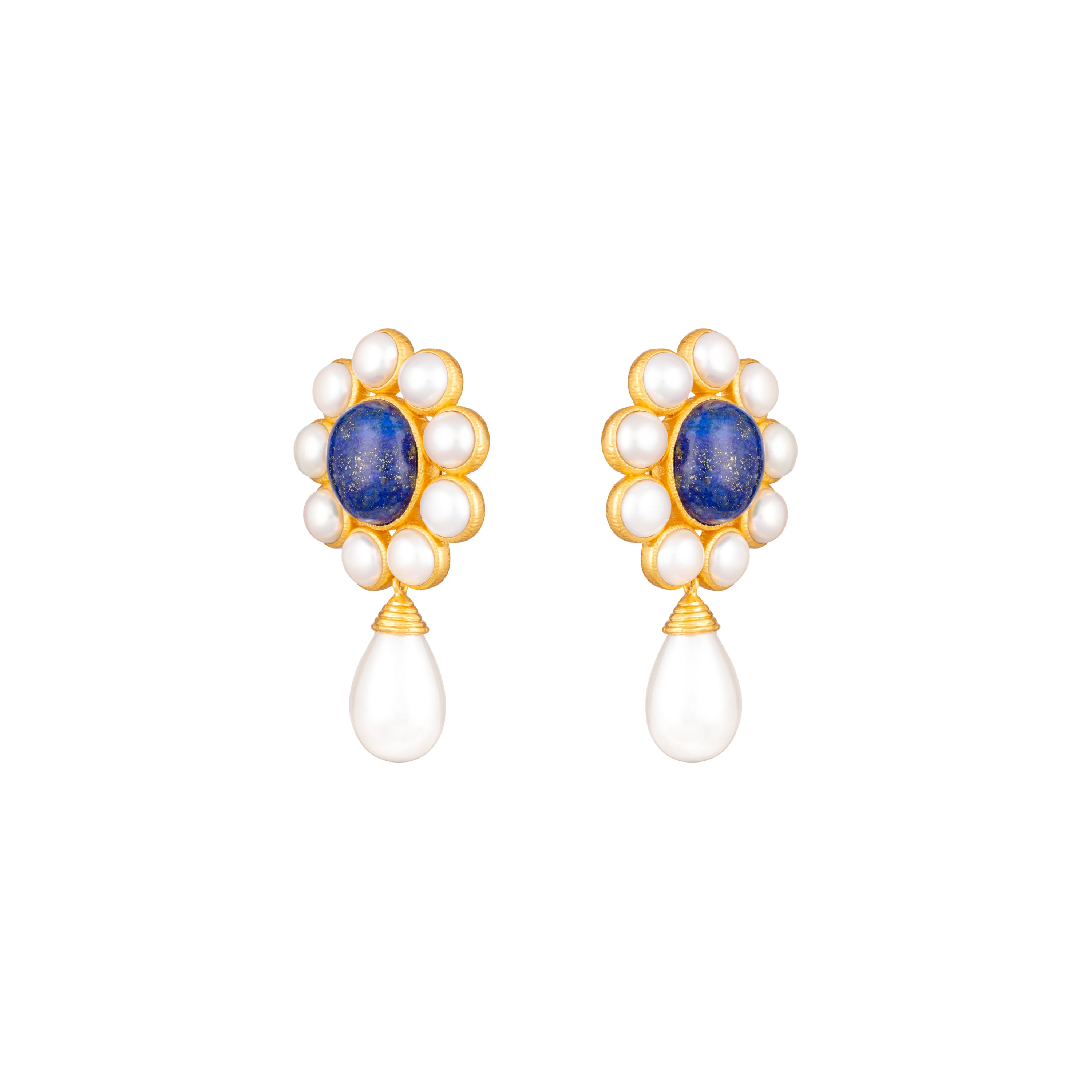 Sophia Earrings Lapis & Pearls