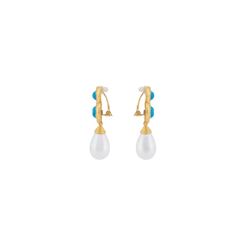 Ava Earrings Blue Turquoise & Pearl
