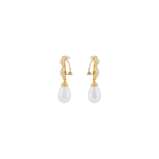 Ava Earrings White Stone & Pearl