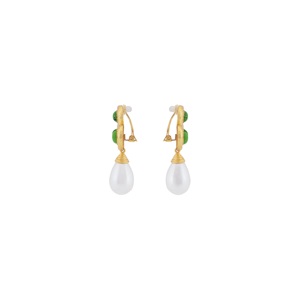 Ava Earrings Green Turquoise & Pearl