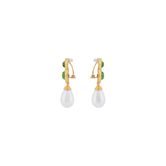 Ava Earrings Green Turquoise & Pearl