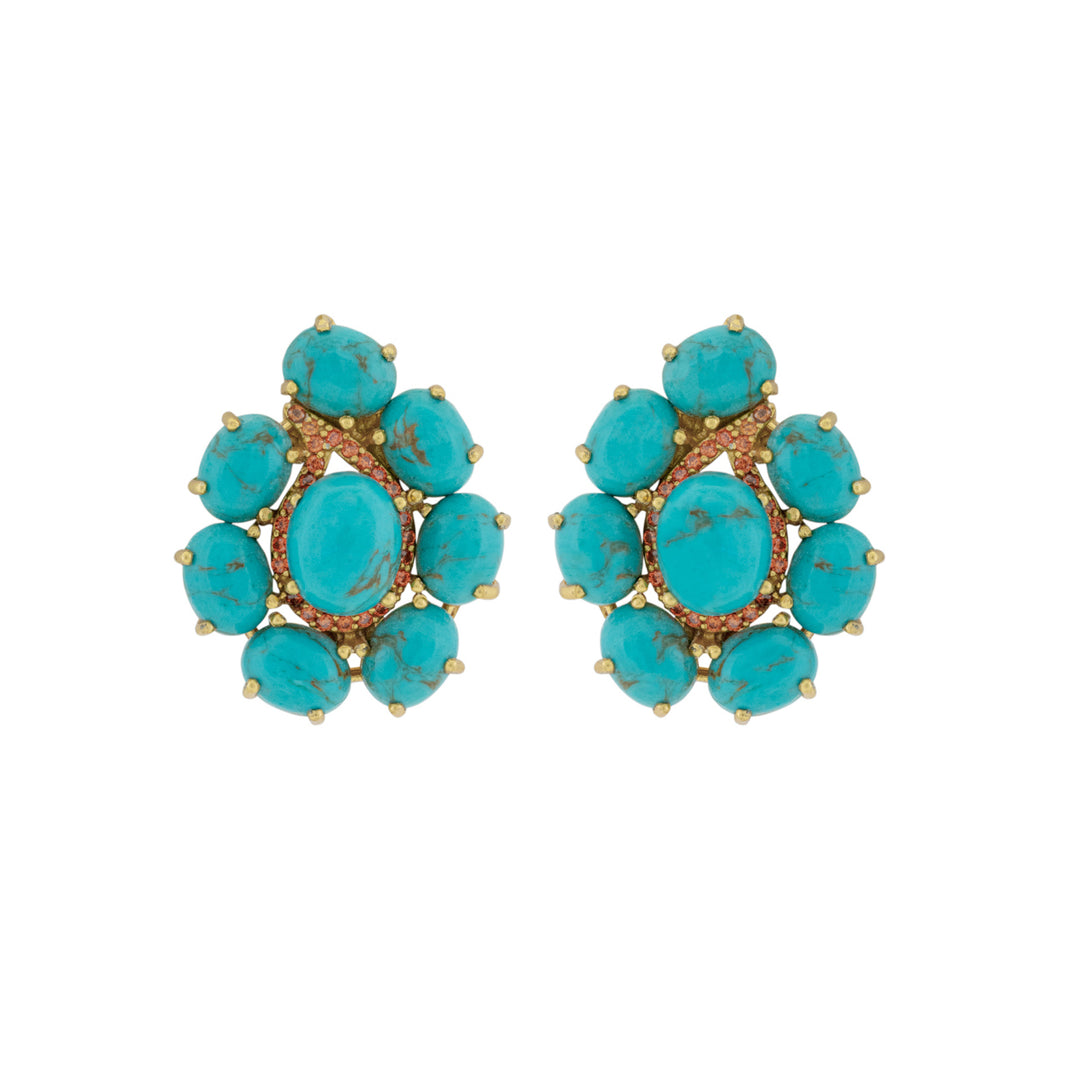 Carmella Earrings Golden Turquoise & Orange Crystal