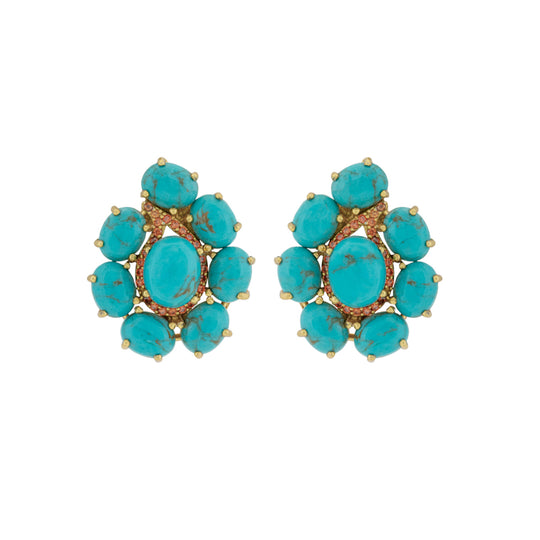 Carmella Earrings Golden Turquoise & Orange Crystal