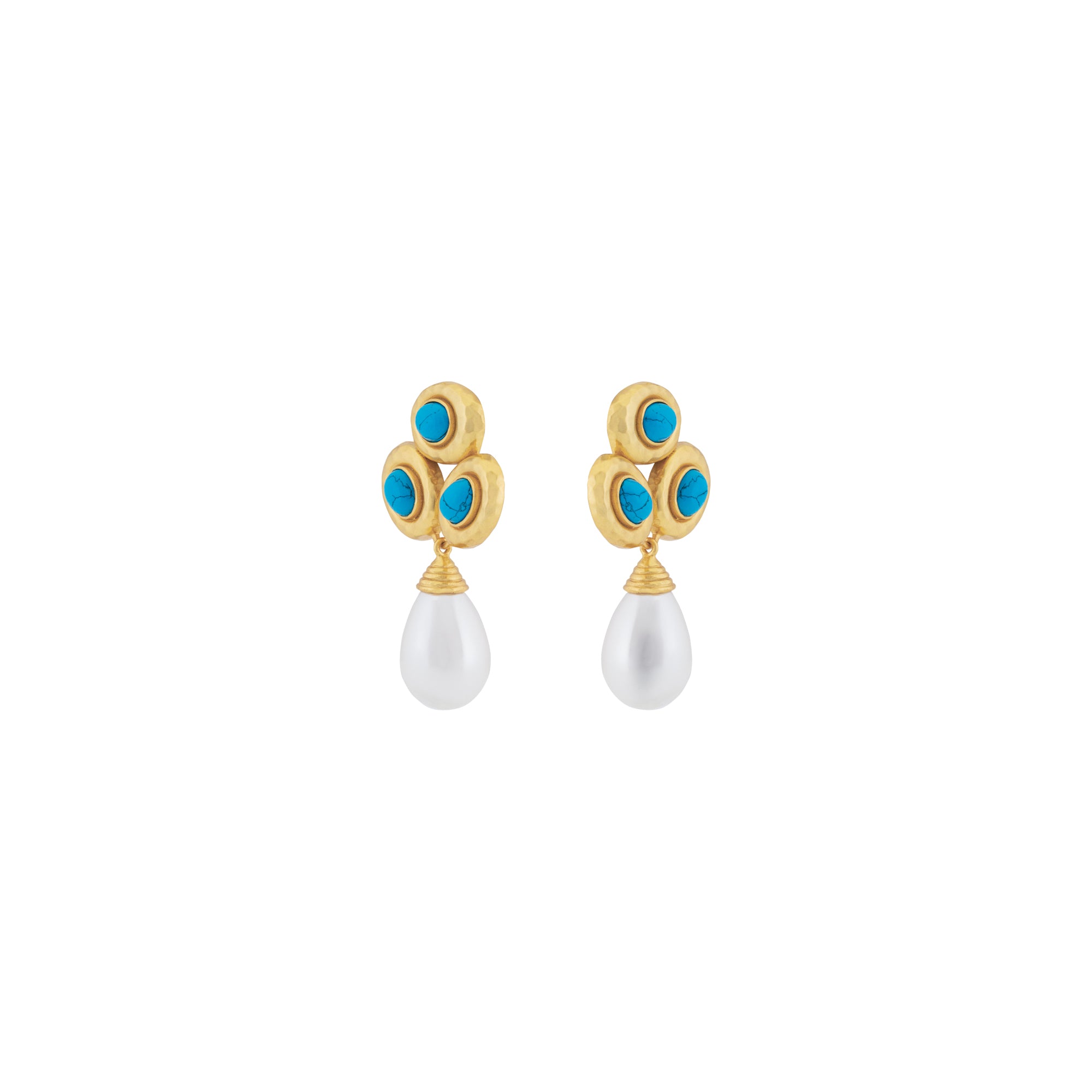 Ava Earrings Blue Turquoise & Pearl