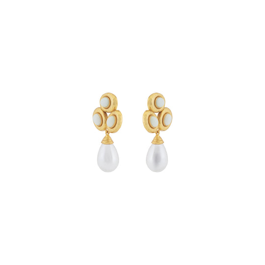 Ava Earrings White Stone & Pearl